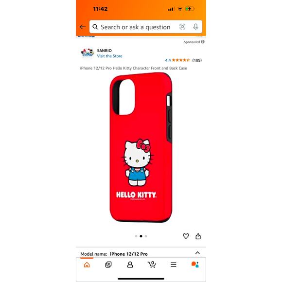 iPhone 12/12 Pro Hello Kitty Character Front and Back Cell Phone Case - Picture 2 of 3